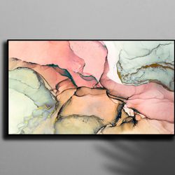 alcohol ink glass art, mural art, gold marble glass, canvas glass art,glass, pink marble glass wall art, sonf tones marb