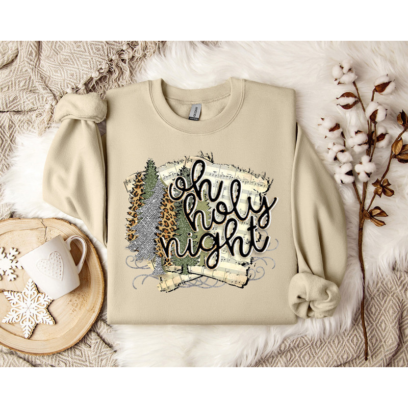 Cozy 'Oh Holy Night' Pullover Sweatshirt - Classic Christmas Apparel, Religious Christmas 'Oh Holy Night' Sweatshirt - Festive Winter Top.jpg