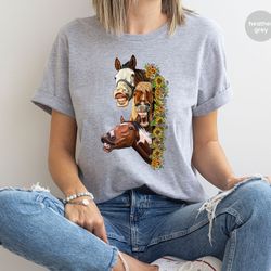horse graphic tees, western shirt, farm animal tees, funny horse shirt, farm t-shirt, horse gifts, floral vneck shirt, g