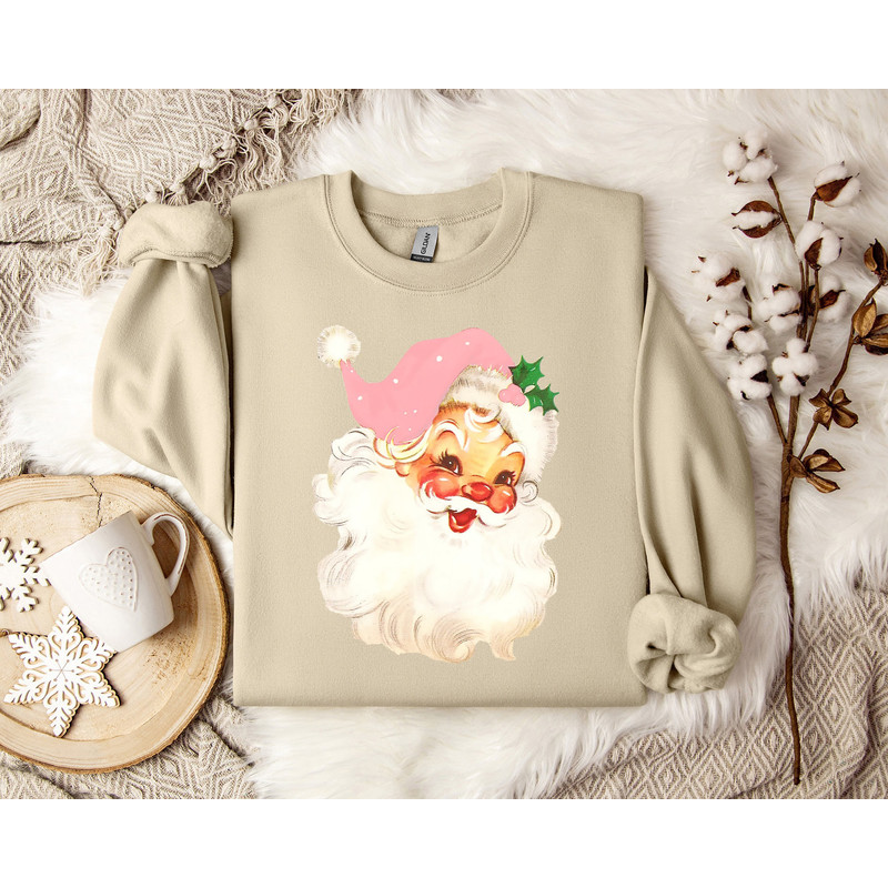 Santa Claus Beard and Hat Pullover - Holiday Season Comfort Wear - Cozy Christmas Sweater, Santaface Festive Holiday Sweatshirt.jpg