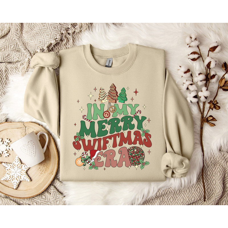 Taylor Swiftie Christmas Sweater, In My Merry Swiftmas Era Sweatshirt, Cozy Christmas Apparel, Festive Xmas Clothing, Swiftie Gift.jpg