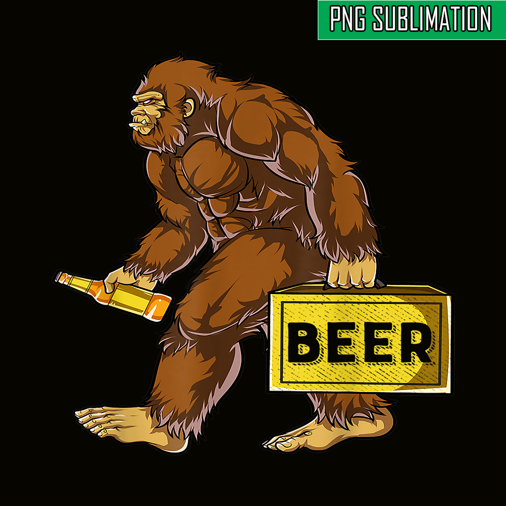 BEER28102312-Bigfoot with Beer PNG funny Sasquatch PNG Drinking Party PNG.png