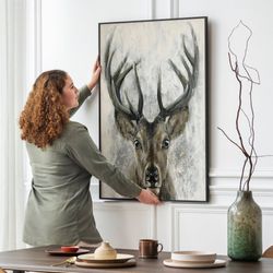 deer canvas poster, animal artwork, deer, large wall art, canvas print, abstract deer printed, loft art canvas, living r