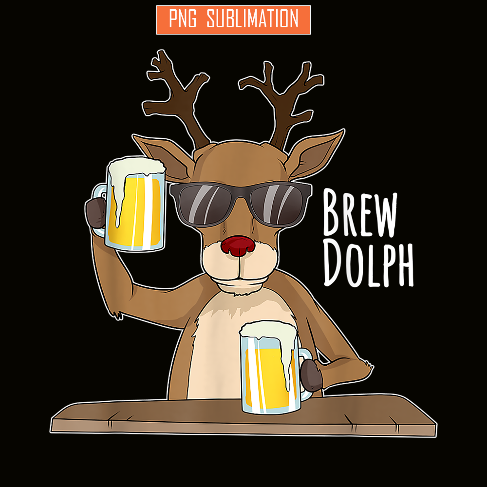 BEER28102314-Brew Dolph PNG Funny Rudolph PNG Christmas Holiday PNG.png