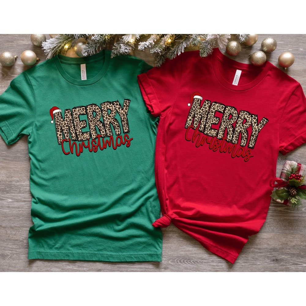 Merry Christmas Leopard Shirt, Christmas Shirt, Christmas T-shirt, Christmas Family Shirt, Christmas Gift, Holiday Gift, Leopard Shirt, Gift.jpg