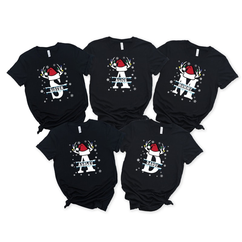 Monogrammed Family Christmas Shirt, Womens Christmas Tshirts, Christmas Monogram Shirt, Family Christmas Shirt, Christmas Gift, Custom Gift 3.jpg