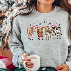 christmas cows sweatshirt, mooey christmas sweater, funny christmas cow shirt, christmas heifer sweater, highland cow sw