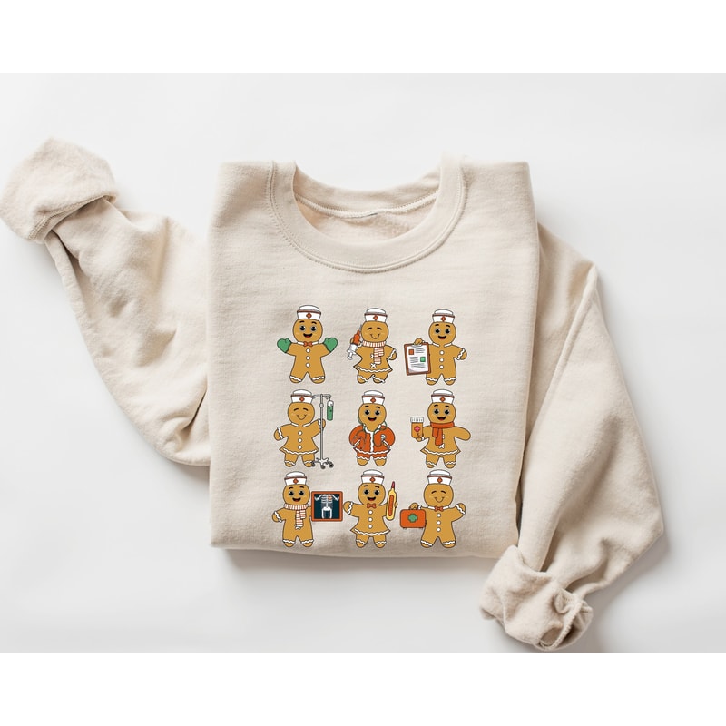 Christmas Nurse Sweatshirt and Hoodie, Nursing School Shirt,Retro Gingerbread Gift, Pediatric Nurse Tee,Night Shift Nurse Shirt, Nursing.jpg