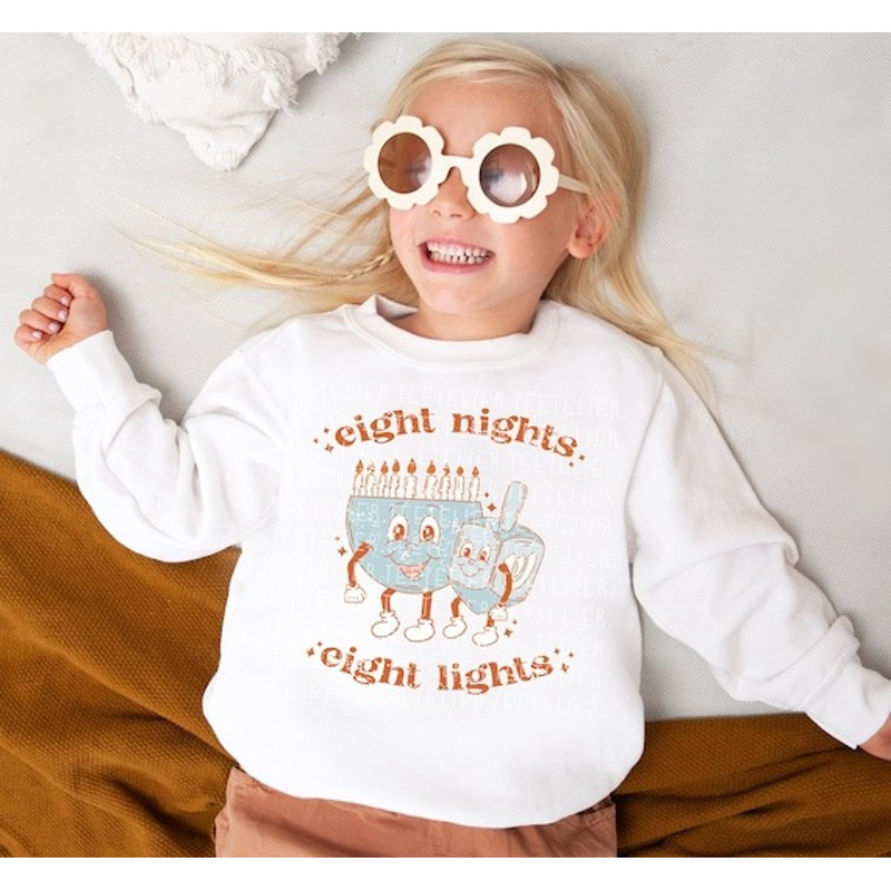 Hanukkah Sweatshirt, Eight Nights Eight Lights Shirt,Retro Groovy Chanukah Shirts,Cute Holiday Hanukkah Family Shirt,Jewish Holiday Gifts.jpg