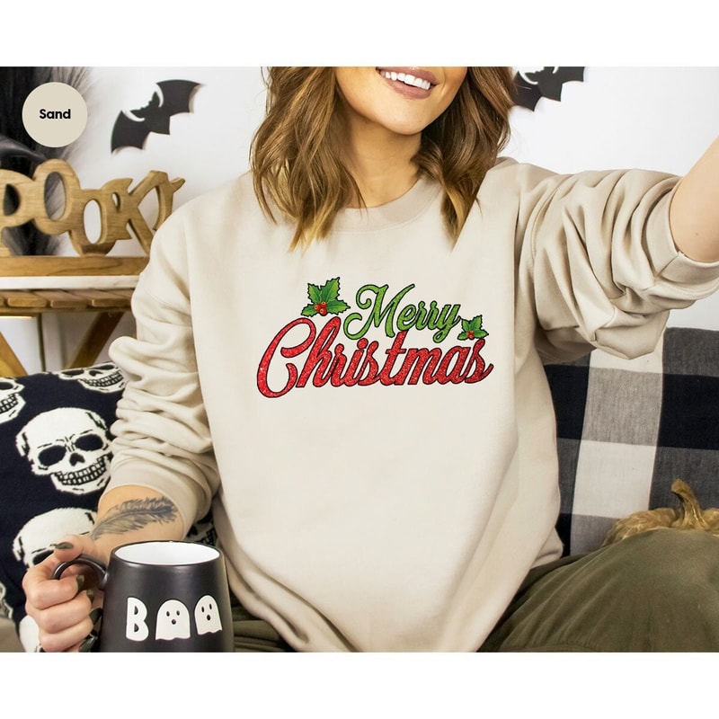 Merry Christmas Sweatshirt, Holiday Clothing, Xmas Outfits, Santa T Shirt, Christmas Gift, Womens Clothing, Winter Clothes, Shirts for Women.jpg