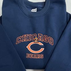 Chicago Bears Embroidered Sweatshirt, NFL Embroidered Shirt, NFL Bears, Embroidered Hoodie, Unisex T-Shirt