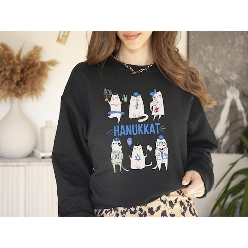Hanukkat Cat Sweatshirt,Menorah Shirt,Hanukkah Shirt,Chanukah Shirt,Festival of lights,Jewish Celebration,Hanukkah Saying,Kids Hanukkah Cat.jpg