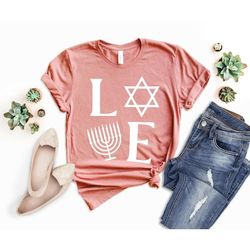 Happy Hanukkah Dreidel Love Shirt, Jewish Gift, Jewish Sayings Tee, Light Shirt, Star Of David, Chanukkah Family Matchin