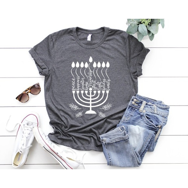 Happy Hanukkah Shirt, Menorah Hanukkah, Jewish Holiday Adult Shirt, Jewish Shirt, Chanukah Shirt, Gift For Hanukkah.jpg