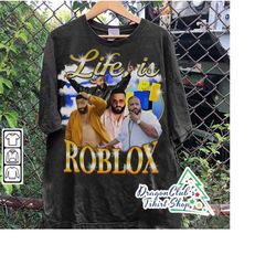 vintage 90s graphic style dj khaled t-shirt - life is roblox t-shirt - retro american rapper oversized t-shirt rap hip h