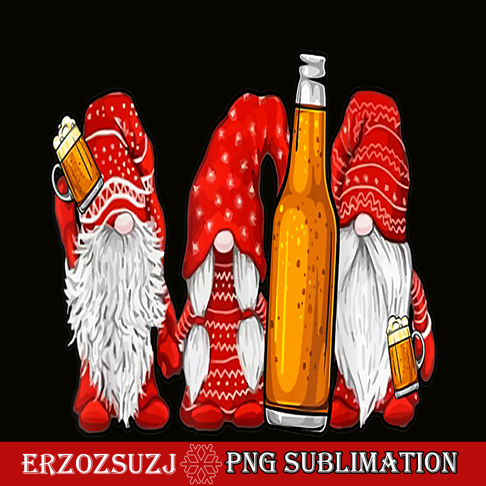 BEER28102334-Santa Gnomes Drinking Beer PNG Christmas Beer PNG Christmas Party PNG.png