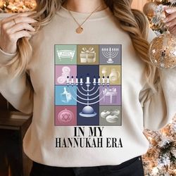 in my hannukah era sweatshirt, eras tour inspired jewish festival shirt, channukah swiftie sweater, happy hanukkah gift