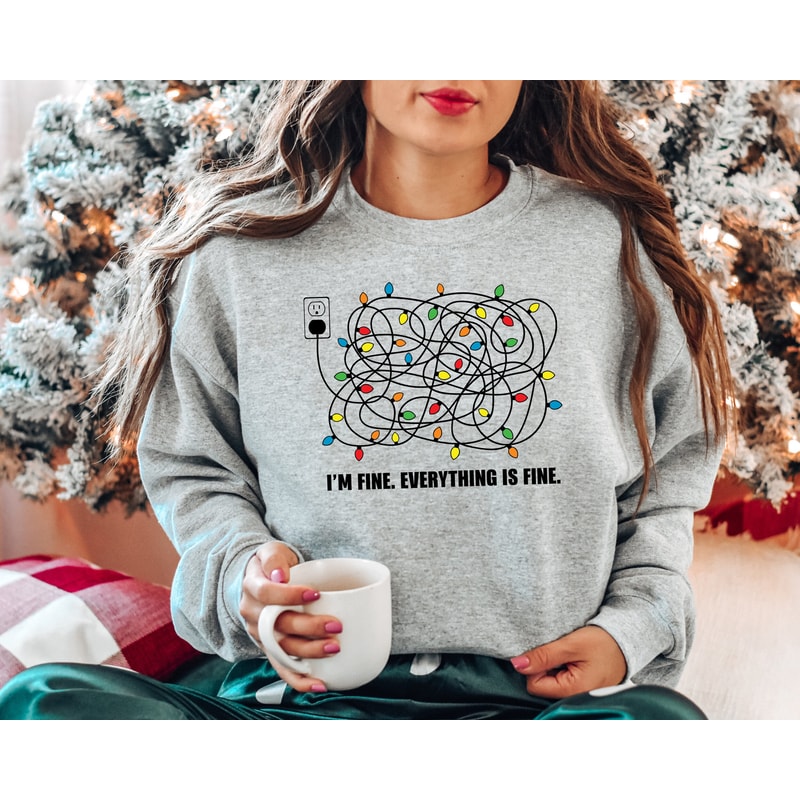 I'm Fine Everything Is Fine Shirt Gift For Christmas,Introverts Christmas Shirt Gift,Anxiety Shirt Gift For Xmas,Tangled Christmas Light Tee.jpg