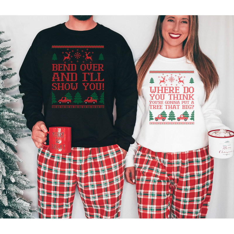 Bend Over and I'll Show You Christmas Couple T-Shirt,Griswold Family Matching Shirts,Funny Christmas Tree,Xmas Couple Shirt,Xmas Holiday Tee.jpg