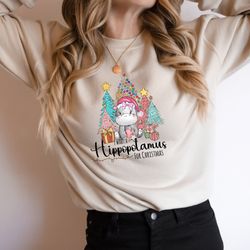 christmas i want a hippopotamus crewneck sweatshirt gift for hippopotamus lovers, funny hippopotamus kids t-shirt,cute c