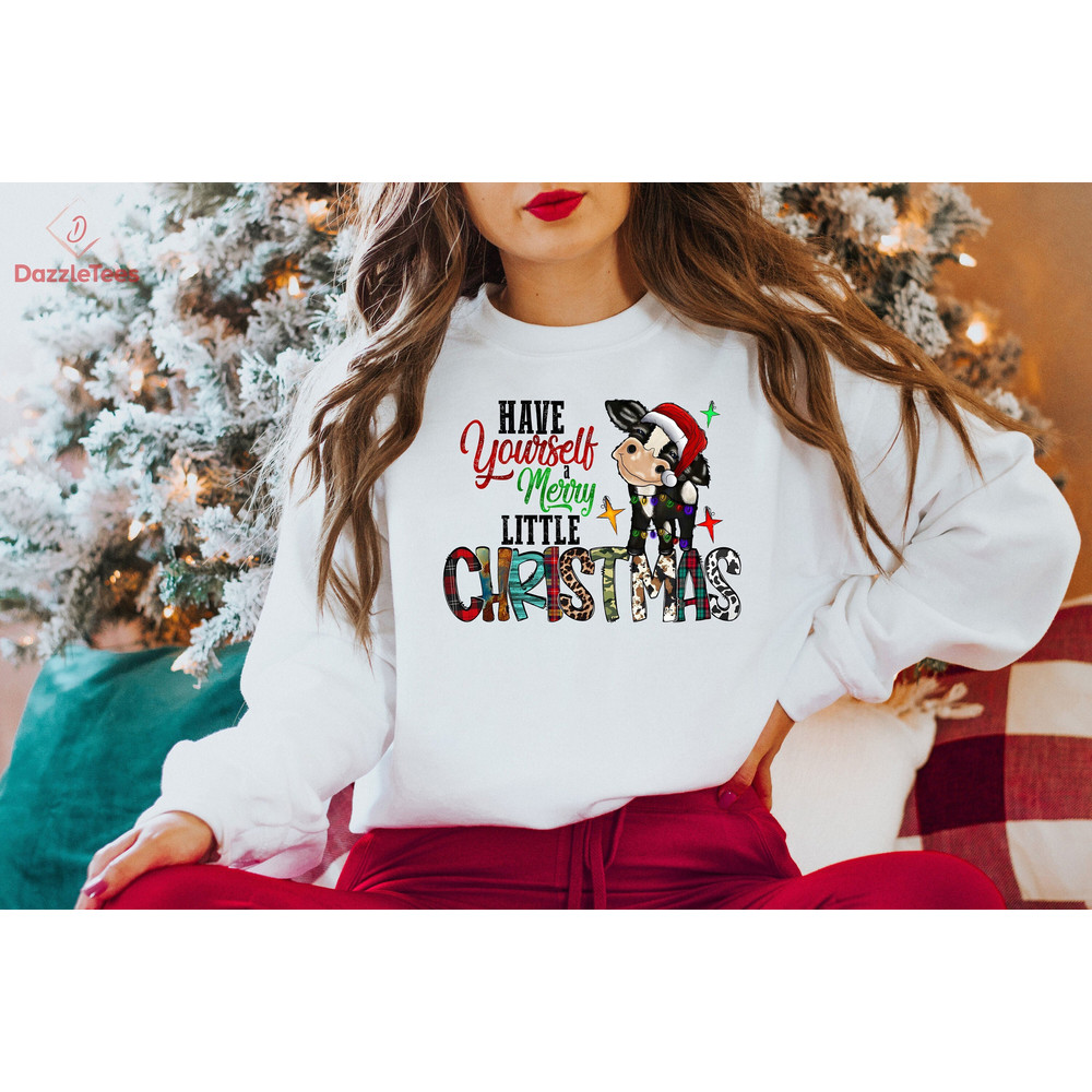 Have Yourself A Merry Little Christmas Sweatshirt, Cute Christmas Holiday Hoodie, Merry Christmas Sweatshirt, Colorful Plaid Christmas Gift.jpg