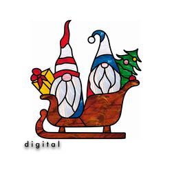 Christmas Gnomes in a Sleigh Pattern, Tree Pattern