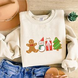 cute gingerbread men christmas sweatshirt, christmas cookies sweatshirt, christmas gift for baker, holiday cookie shirt,