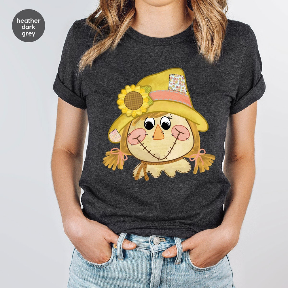 Scarecrow Shirts, Sunflower T Shirts, Fall Season Sweatshirt, Autumn T-Shirts, Thanksgiving Gifts, Toddler Girl Clothing, Gift for Kids.jpg