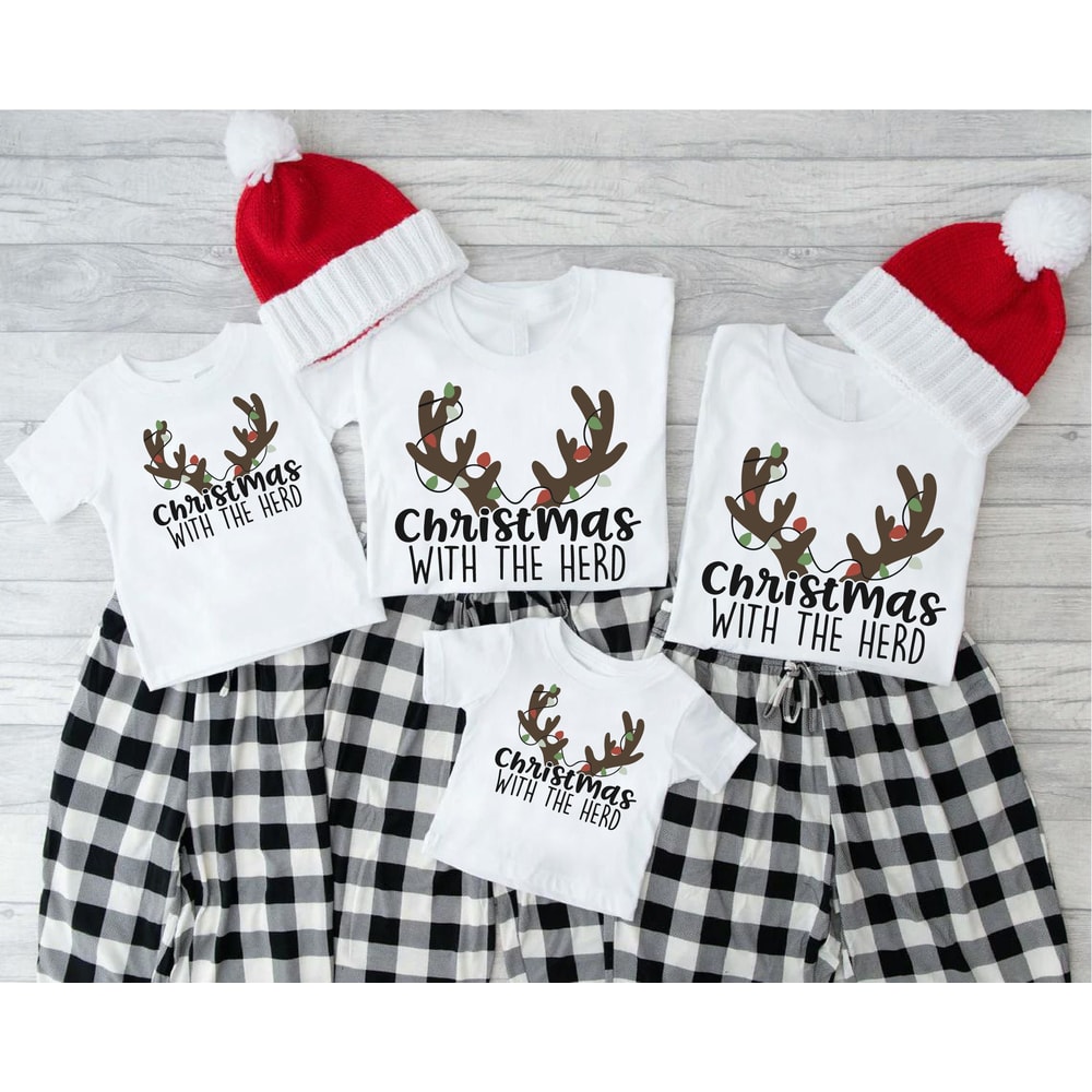 Family Holiday Christmas Shirts,Christmas With The Herd Shirt,Reindeer Matching Christmas Outfit,Family Christmas Shirt,Christmas Crew Shirt.jpg