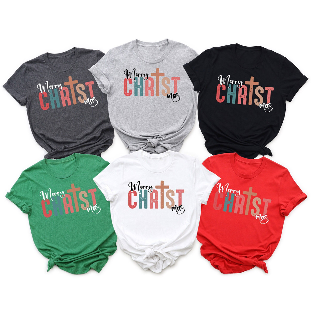 Merry Christmas Cross Family T-Shirt, Christmas Matching Shirts, Cute Christmas Shirt, Xmas Holiday Shirt, Womens Xmas Tee, Merry Christmas.jpg