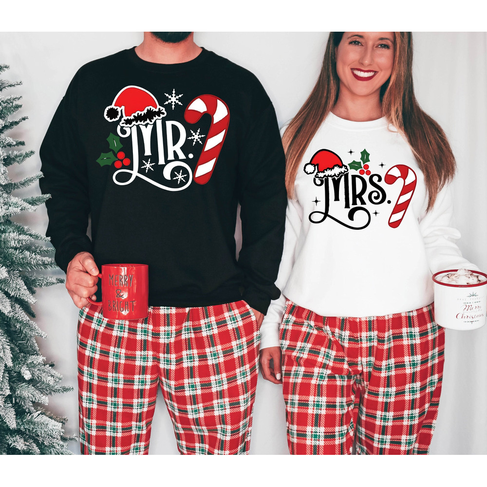 Mr. and Mrs. Christmas Family Matching Sweatshirt, Trendy Christmas Couple Sweater, Cute Christmas Vibes Hoodie, Christmas Spirit Crewneck.jpg