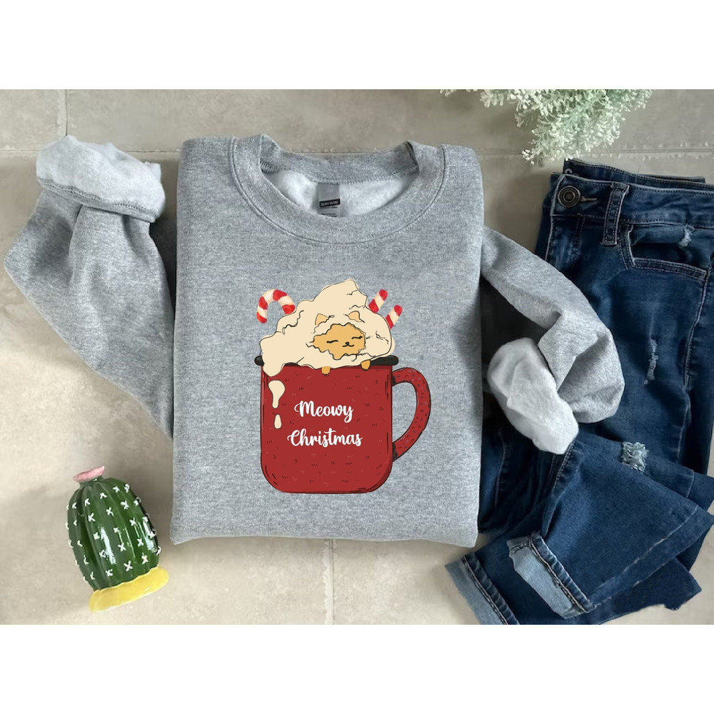Meowy Christmas Sweatshirt,Cat Lover Christmas Gift Shirt,Merry Christmas Sweatshirt,Funny Christmas Cat Sweater,Cat Mom Shirt,Women XmasTee.jpg