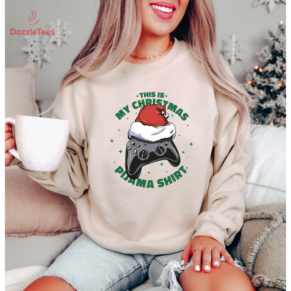 This Is My Christmas Pajama Sweatshirt, Christmas Gamers Hoodie, Funny Gamer Boy Sweater, Xmas Game Night Shirt, Trendy Christmas Party Gift.jpg