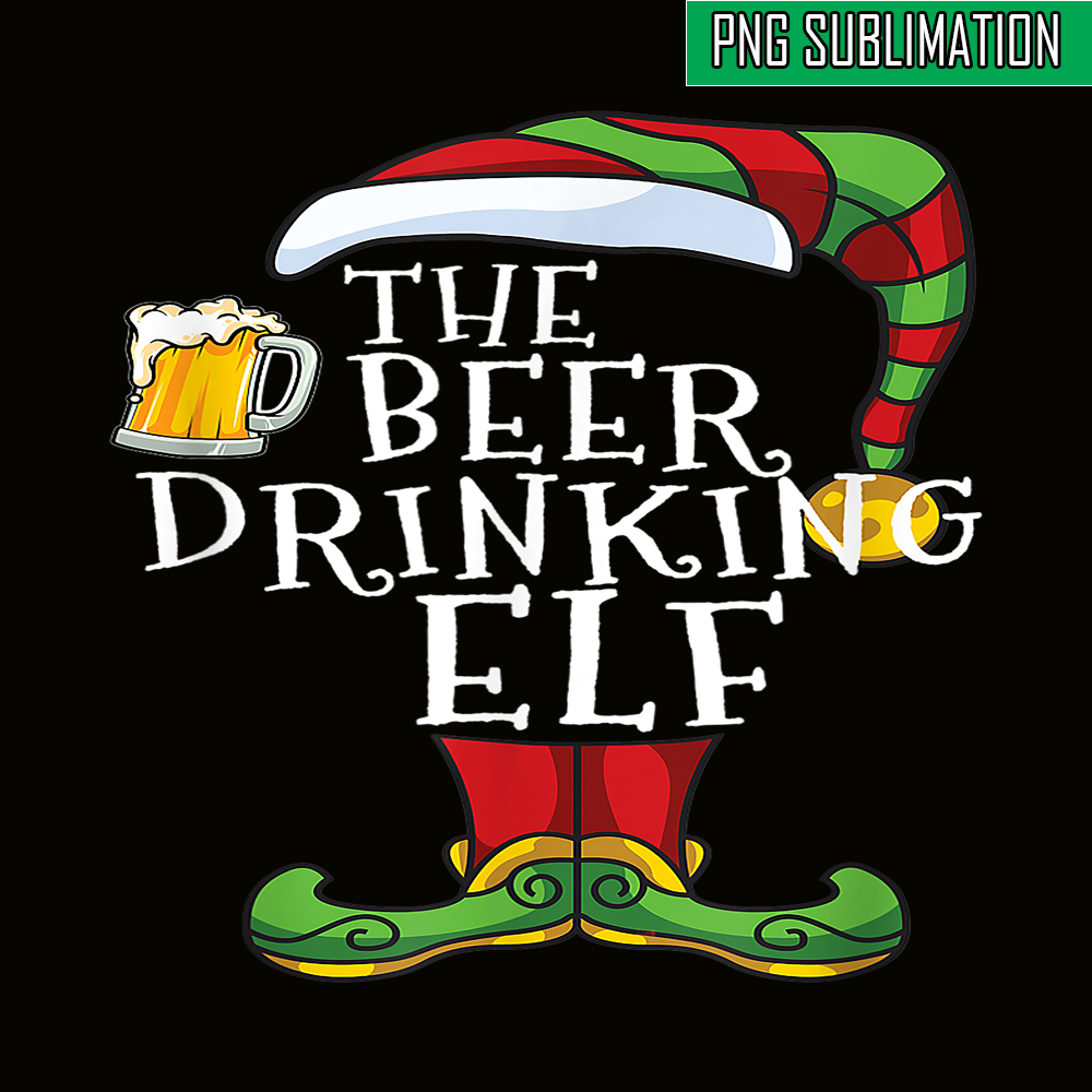 BEER28102374-The Beer Drinking Elf PNG Christmas Beer PNG Drunk Christmas PNG.png