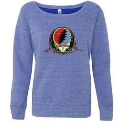 grateful dead &8211 calaveras blue off-shoulder juniors sweatshirt