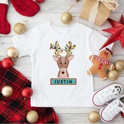 personalized christmas kids shirt, reindeer name shirt, christmas name toddler shirt, custom reindeer shirt, xmas kids g