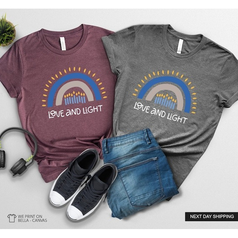 Love and Light Hanukkah Shirt, Menorah Shirt, Hanukkah Shirt, Chanukah Shirt, Festival of lights shirt, Jewish Celebration, Holiday, A866.jpg