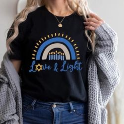 love and light hanukkah shirt, menorah shirt, holiday,hanukkah shirt, chanukah shirt, festival of lights shirt, jewish c