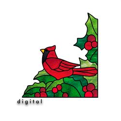 Red Cardinal Corner Stained Glass Pattern