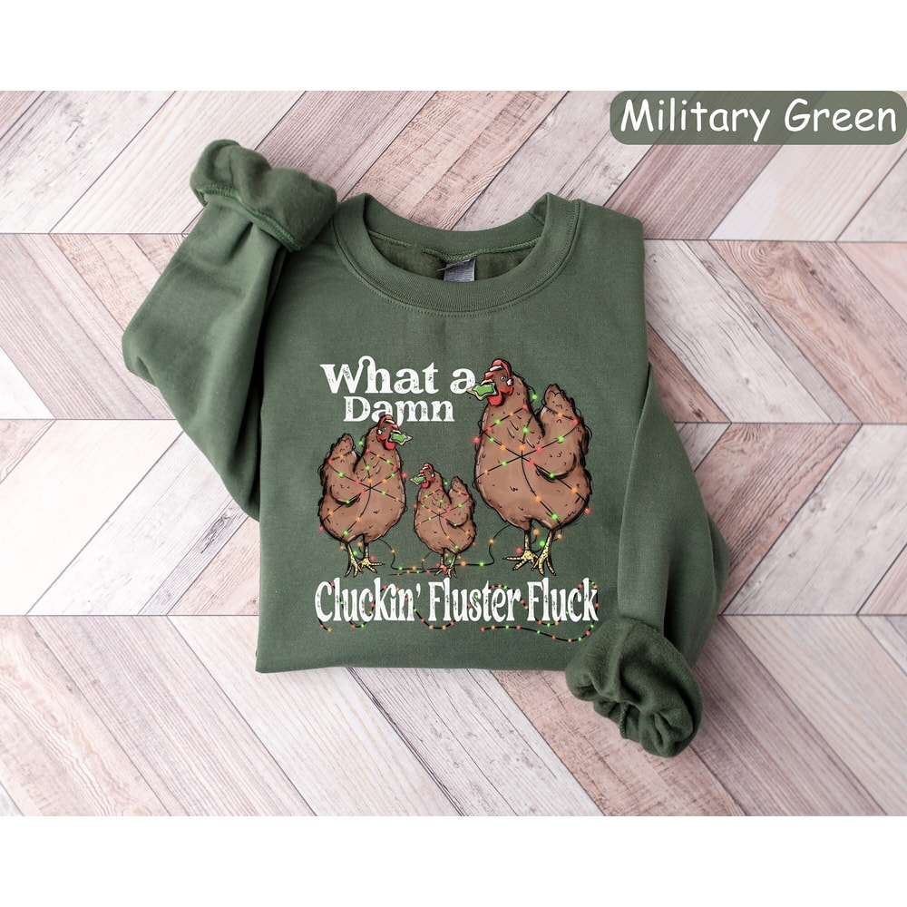 Christmas Chicken Sweatshirt, Funny Christmas Shirt, Christmas Gifts, Chicken Christmas Shirts, Womens Holiday Sweaters, Christmas Crewneck.jpg
