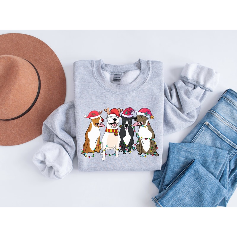 Christmas Dog Sweatshirt, Pitbull Terrier Shirt, Dog Lover Gift, Dog Christmas Shirt, Dog Owner Christmas Gift, Holiday Sweater, Xmas Tshirt.jpg