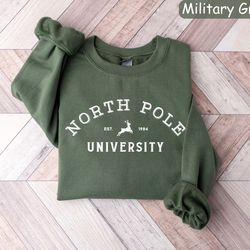north pole sweatshirt, christmas crewneck sweater, womens christmas shirts, christmas gifts, santa sweatshirt, new year