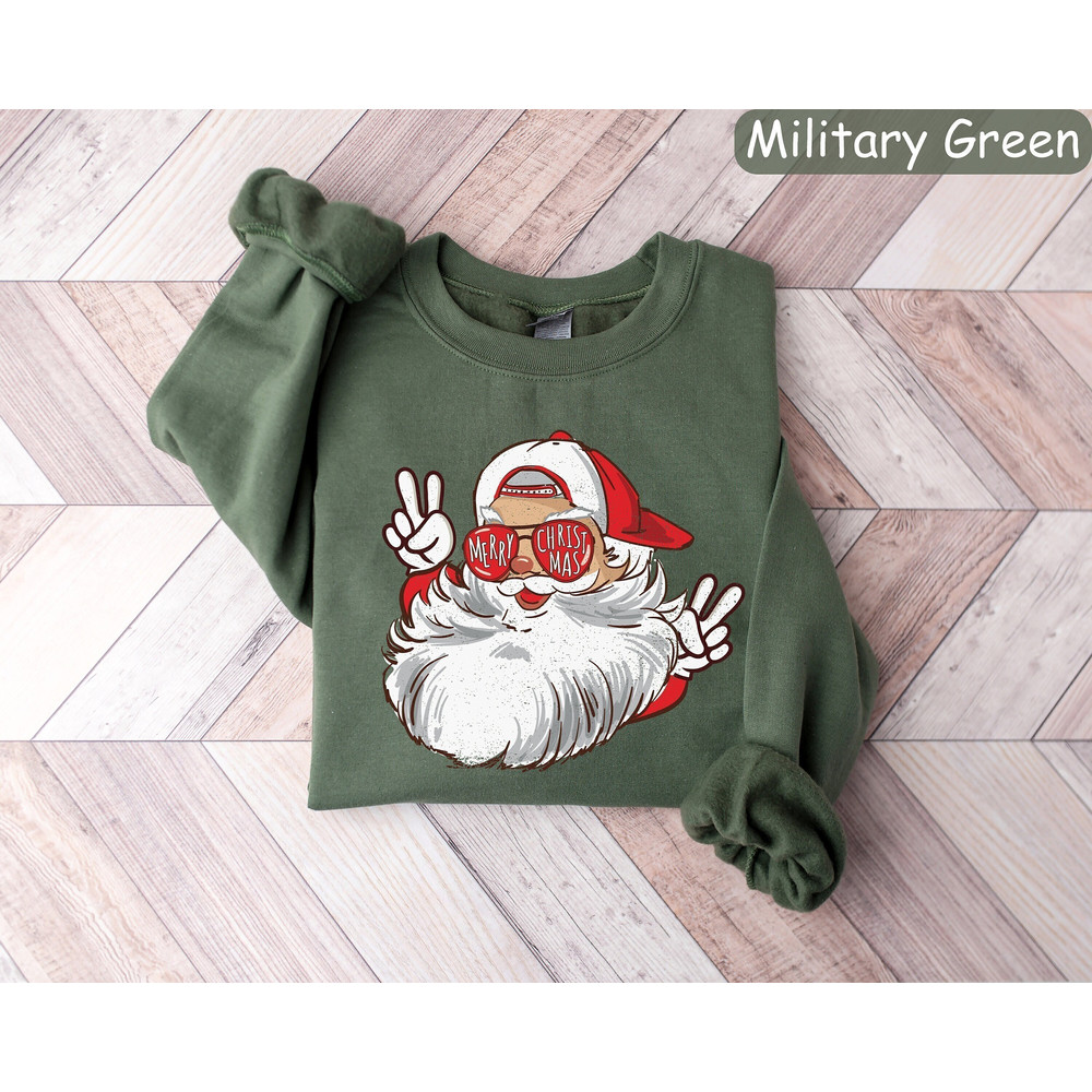 Retro Santa Sweatshirt, Holiday Sweaters, Christmas Crewneck Sweater, New Year Shirt, Gift For Christmas, Womens Christmas, Xmas Sweatshirt.jpg