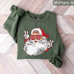 retro santa sweatshirt, holiday sweaters, christmas crewneck sweater, new year shirt, gift for christmas, womens christm