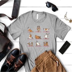 bulldog yoga pose shirts, gift for doglover, bulldog funny shirts, funnie gift, yoga pose t-shirts