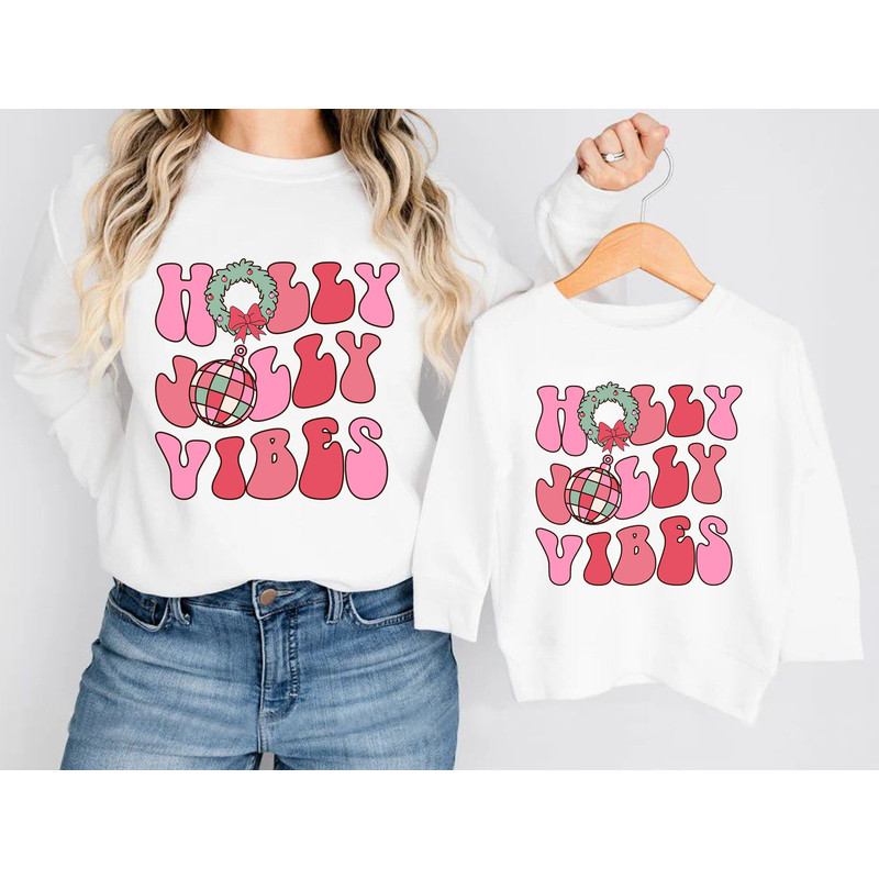 Holly Jolly Vibes Sweatshirt, Christmas Sweatshirt, Matching Mom and Me Christmas, Mommy and Me Christmas Sweatshirt, Mama Mini Sweatshirt.jpg
