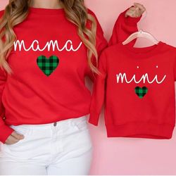 matching mommy and me sweaters, mommy and mini christmas sweatshirt, buffalo plaid shirt, best gifts for moms, mother da