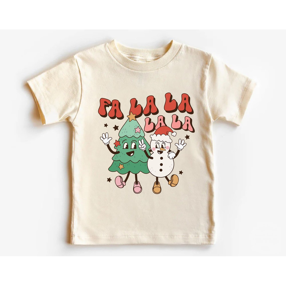 Retro Christmas Fa La La La Shirt, Kids Merry Christmas Shirt, Funny Toddler Christmas Tee, Holiday gift for children, Christmas Tree Shirt.jpg