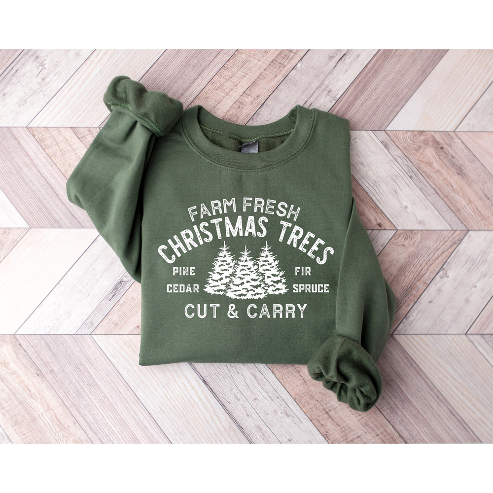 Farm Fresh Christmas Trees Shirt, Pine Spruce Fir, Christmas Gift Ideas, Holiday Shirt, Christmas Sweatshirt, Unisex Adult Tee, Winter Tee.jpg