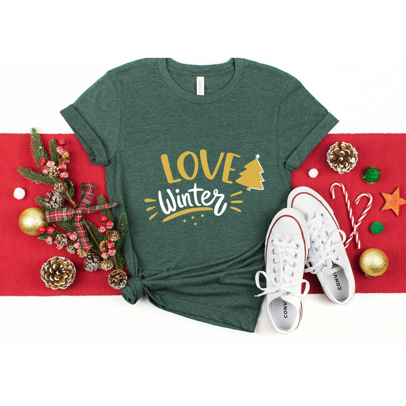Love Winter T Shirt, Happy New Year, Winter Women Shirt, Christmas Gifts, Christmas Vibes, Women's Christmas Tee, Christmas Family Shirt.jpg